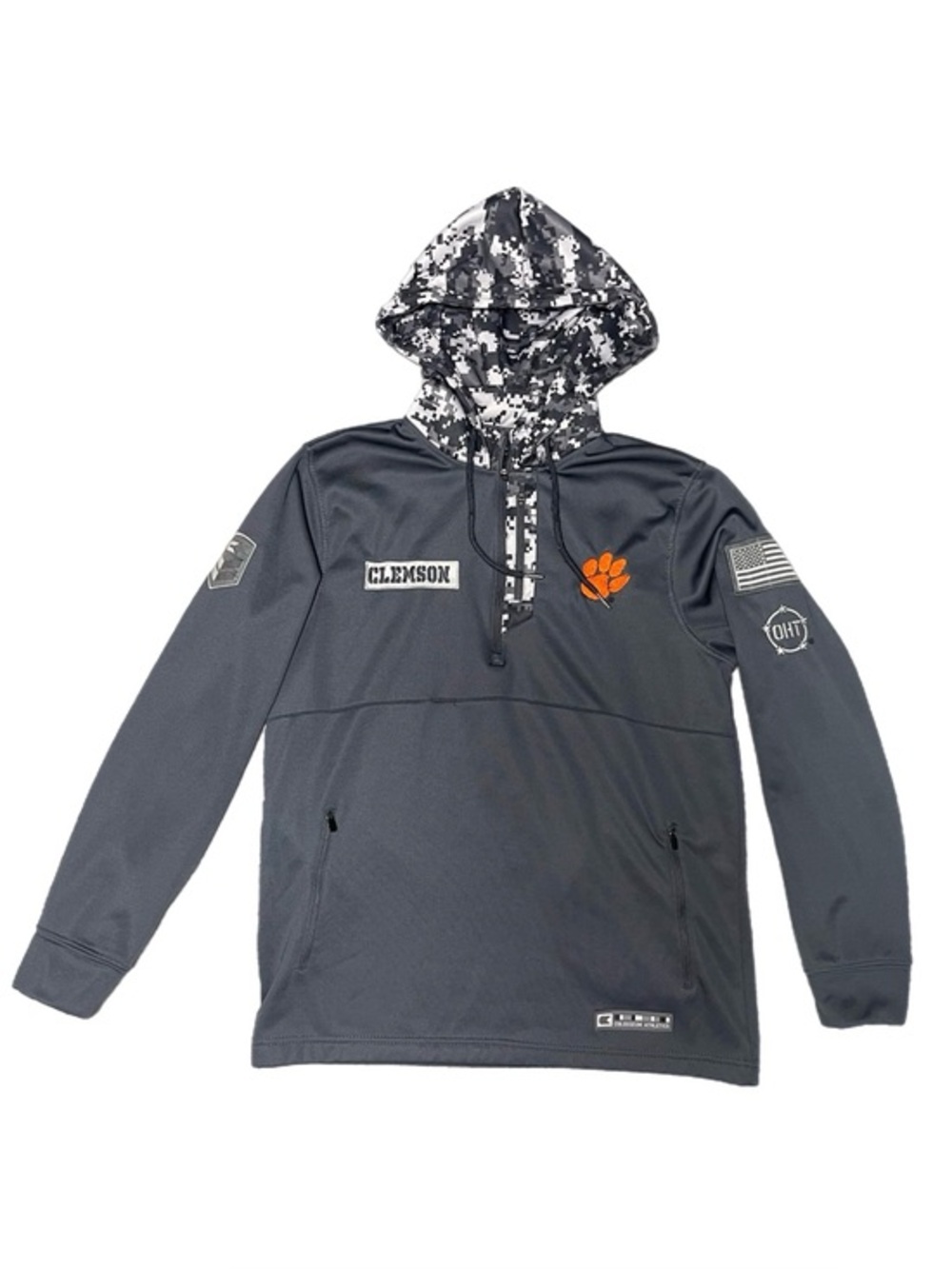 Vintage Colosseum Clemson Tigers Embroidered 1/4 Zip Hoodie With Patches